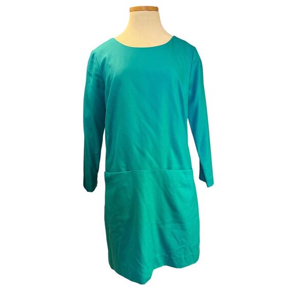 J. Crew Wool Blend Mini Shift Dress Pockets Size M Teal Green Mod Retro Cosplay - Picture 1 of 13